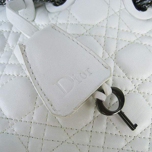 Christian Dior 1833 Quilted Lambskin Handbag-White
